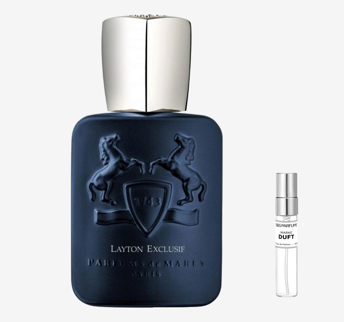 Parfums de Marly - Layton Exclusif Flakon und Probenflakon nebendran