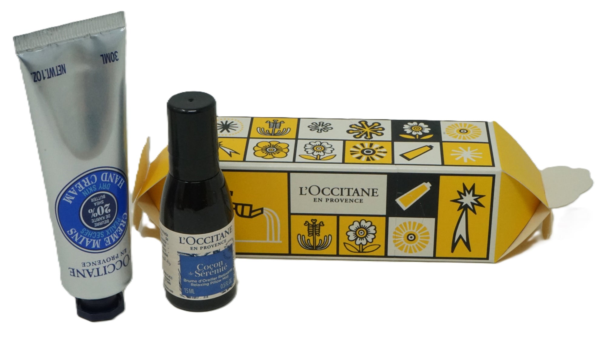 L'Occitane Cracker Brume d'oreiller 15ml + Crème mains 30 ml