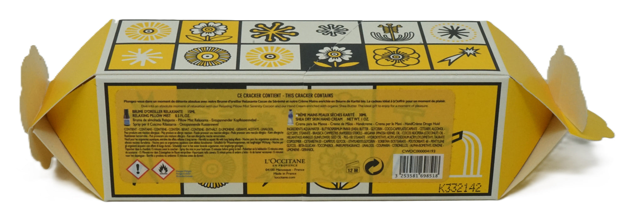L'Occitane Cracker Brume d'oreiller 15ml + Crème mains 30 ml
