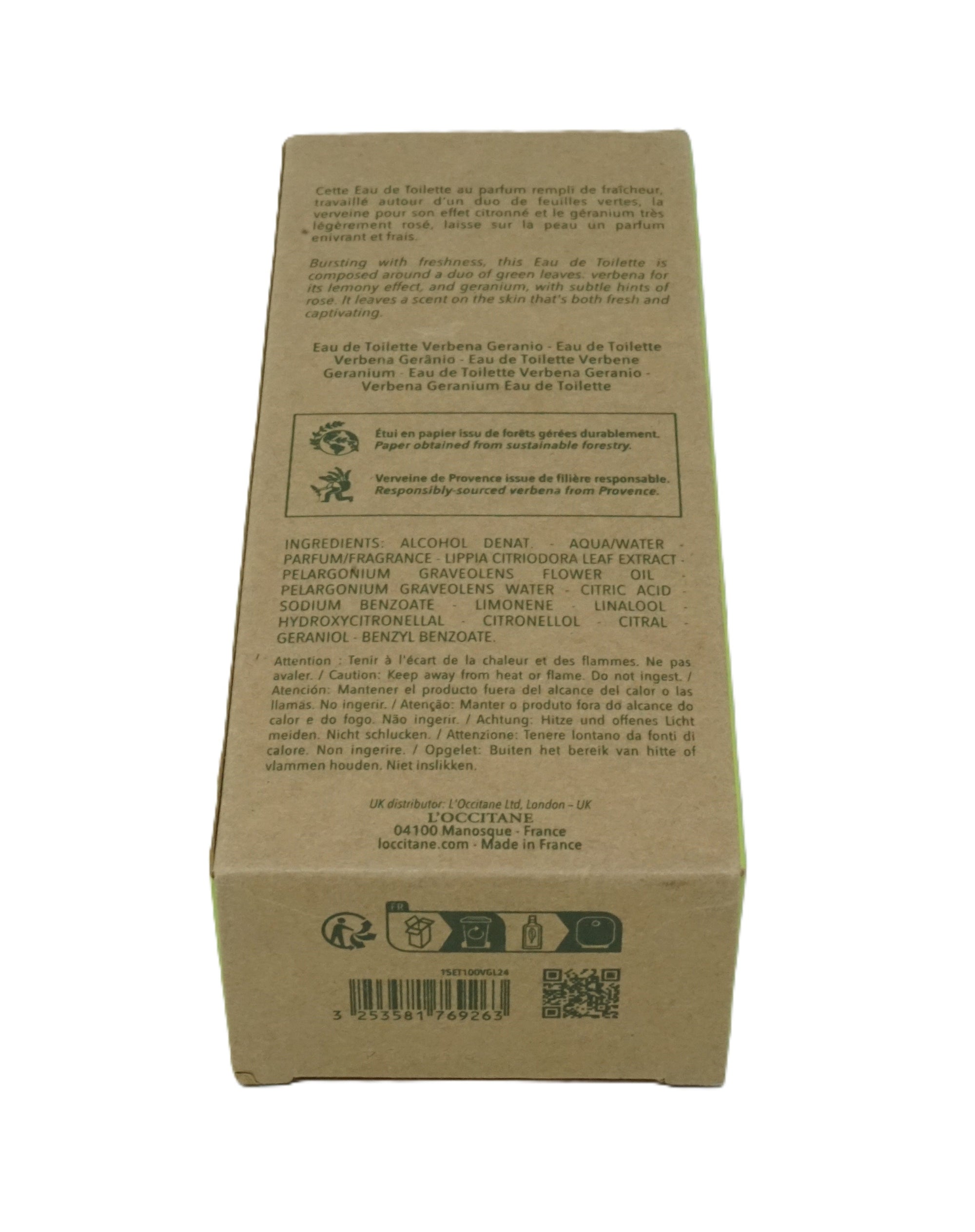 L'Occitane Verveine Géranium Édition Limitée Eau de Toilette 100 ml